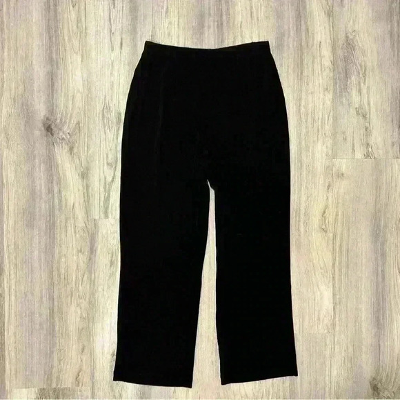 Chico’s Travelers Pants Black Ribbed Stretchy Pull On Acetate Size 1 (M) Short - Picture 1 of 6